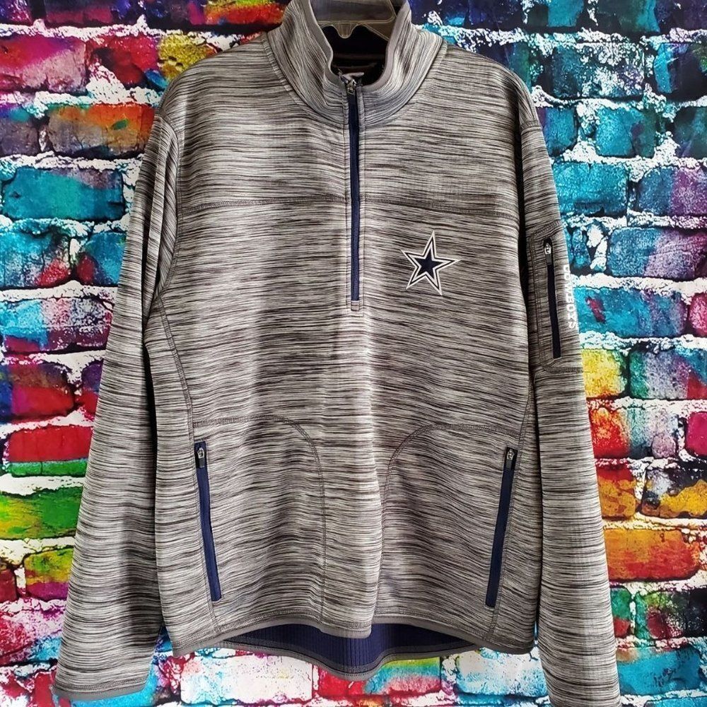 Dallas Cowboys NFL 1/4 Zip Pullover Sweatshirt Size Large Zip Pockets Football